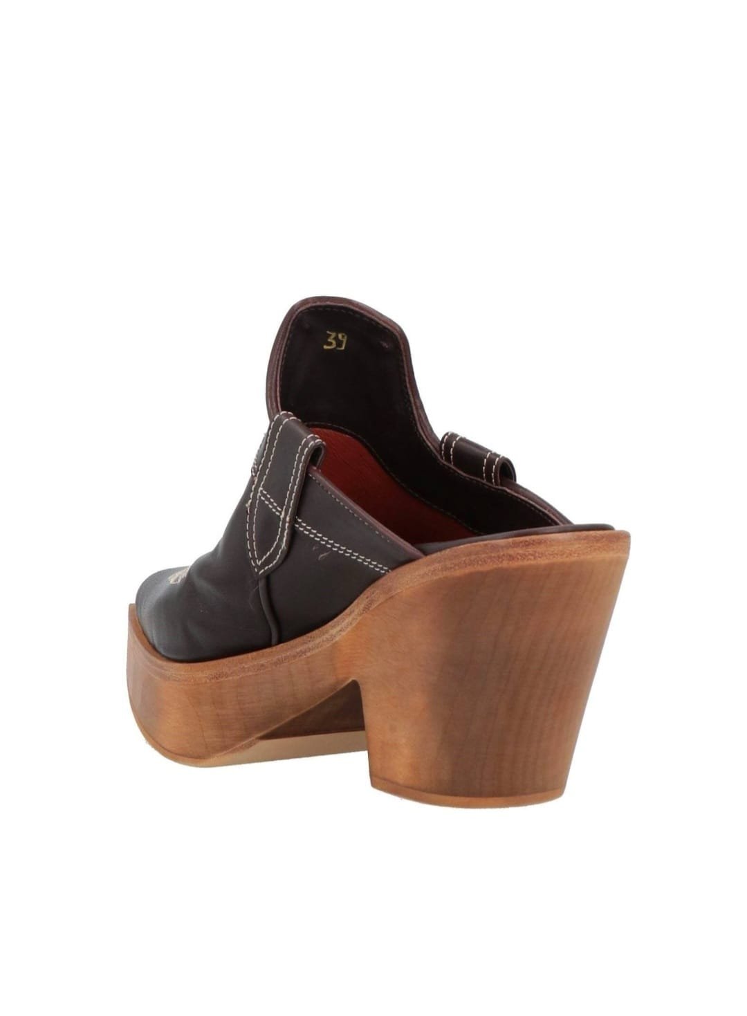 Mules in pelle a tinta unita con punta stretta e tacco cubano – Interno in pelle, suola in gomma incisa | Emanuella_P Second Hand Luxury Milano - immagine 3