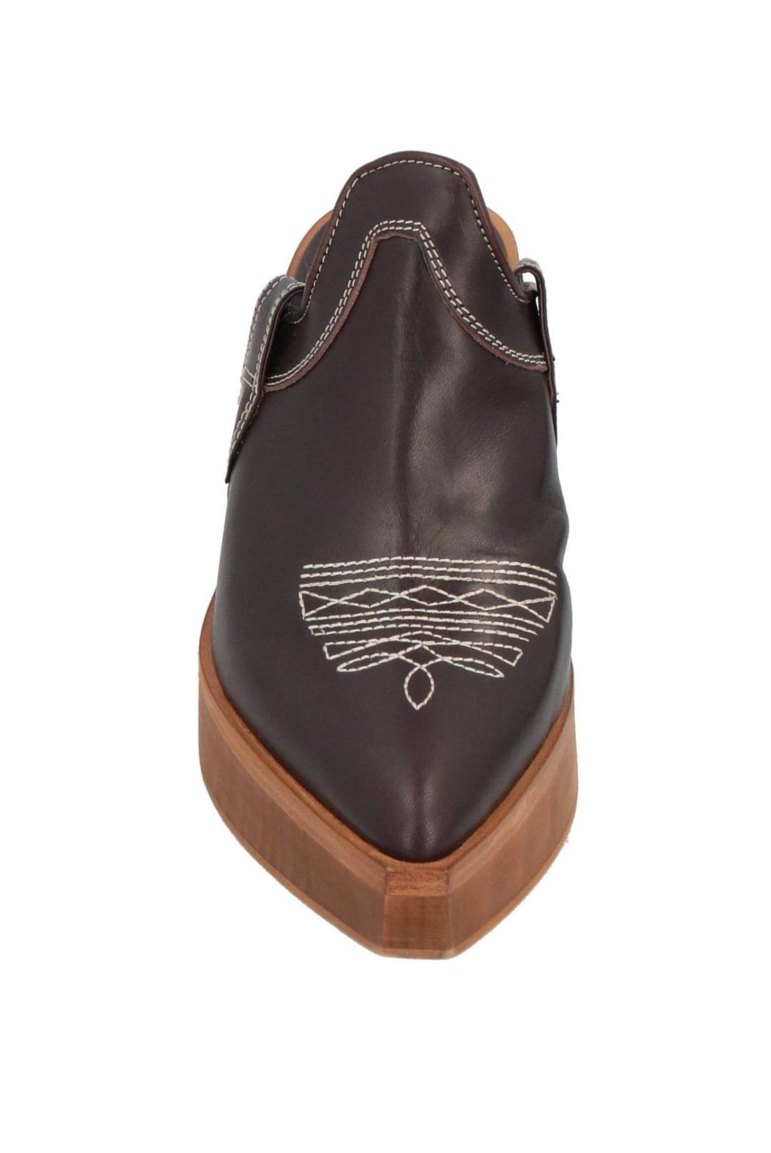 Mules in pelle a tinta unita con punta stretta e tacco cubano – Interno in pelle, suola in gomma incisa | Emanuella_P Second Hand Luxury Milano - immagine 2